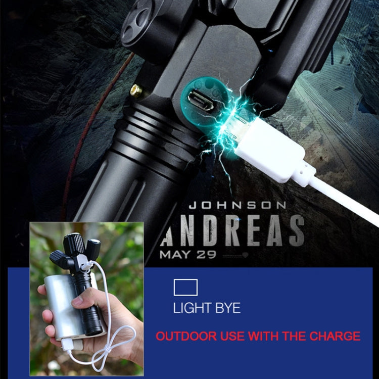 KS-737 USB Charging Waterproof T6+XPE Zoomable LED Flashlight with 4-Modes, KS-737