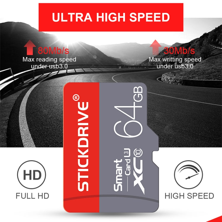 بطاقة ذاكرة ستيك درايف U3 TF(Micro SD) حمراء ورمادية، 128 جيجابايت