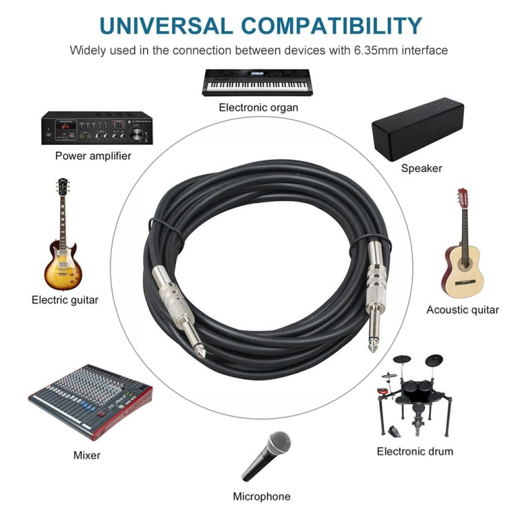 1.8m 1/4 inch (6.35mm) Male to Male Shielded Jack Mono Plugs Audio Patch Cable, 1.8m M to M