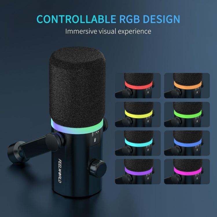 FEELWORLD PM1-AS XLR/USB Dynamic Microphone for Podcasting Recording Gaming Live Streaming with Boom Arm