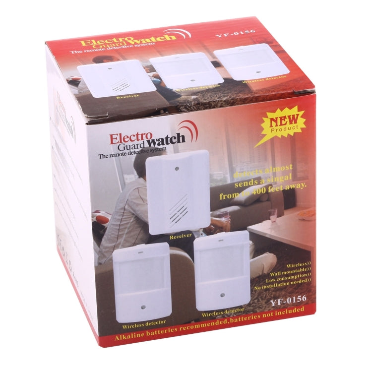 YF-0156 طقم نظام كشف عن بعد لاسلكي آمن من 1 إلى 2 للاستخدام المنزلي والمكتبي، جهاز استقبال واحد + جهازي كشف، YF-0156