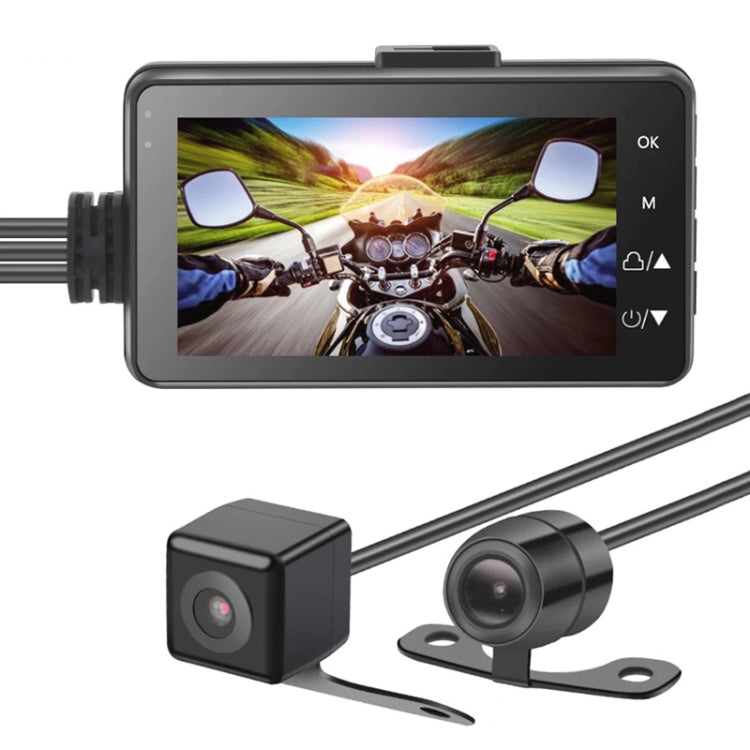 MT-80 3.0 inch 140 Degrees Wide Angle HD Video Motorcycle Dual Camera DVR, Support TF Card (32GB Max), MT-80