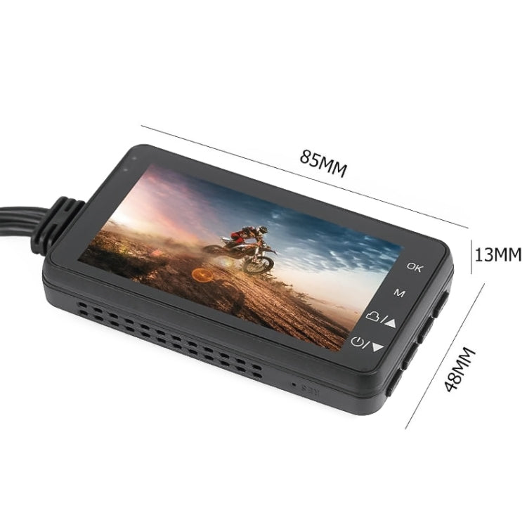 MT-80 3.0 inch 140 Degrees Wide Angle HD Video Motorcycle Dual Camera DVR, Support TF Card (32GB Max), MT-80