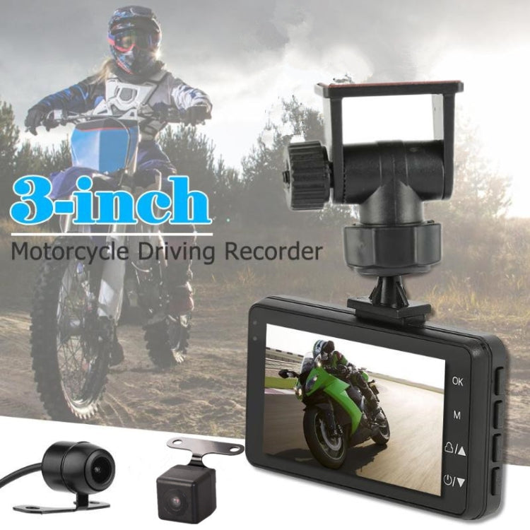 MT-80 3.0 inch 140 Degrees Wide Angle HD Video Motorcycle Dual Camera DVR, Support TF Card (32GB Max), MT-80