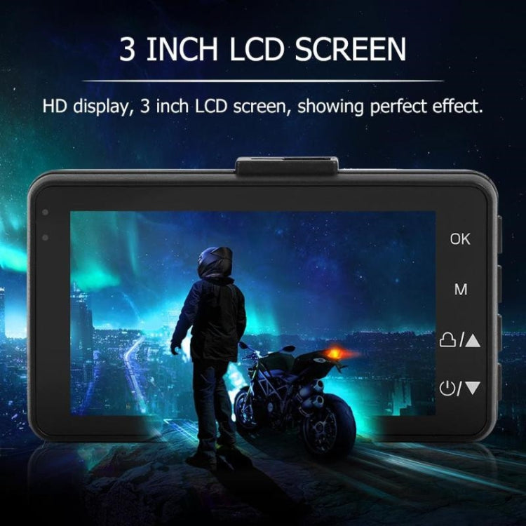 MT-80 3.0 inch 140 Degrees Wide Angle HD Video Motorcycle Dual Camera DVR, Support TF Card (32GB Max), MT-80