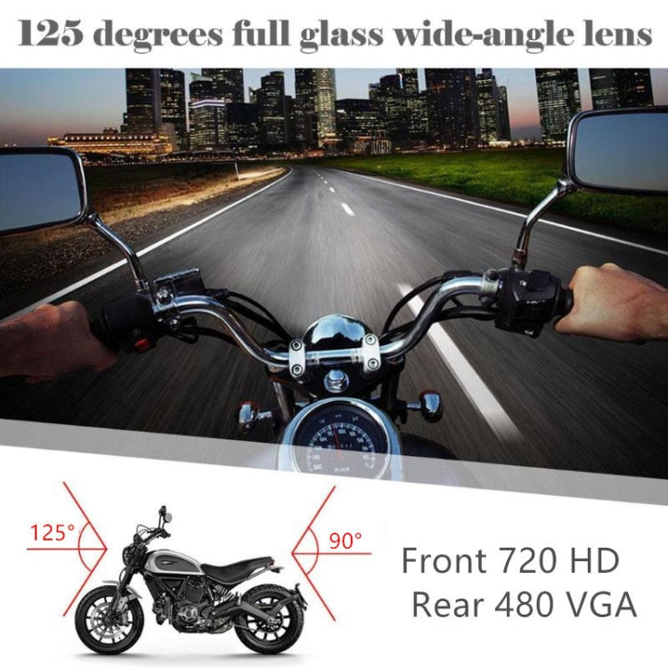 MT-80 3.0 inch 140 Degrees Wide Angle HD Video Motorcycle Dual Camera DVR, Support TF Card (32GB Max), MT-80