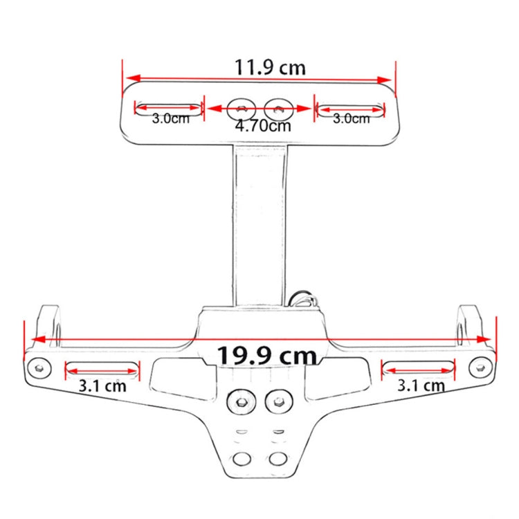 LPF013 Motorcycle Modification Accessories Universal Aircraft Shape Aluminum Alloy License Plate Bracket with LED Lights, Black with LED, Blue with LED, Red with LED