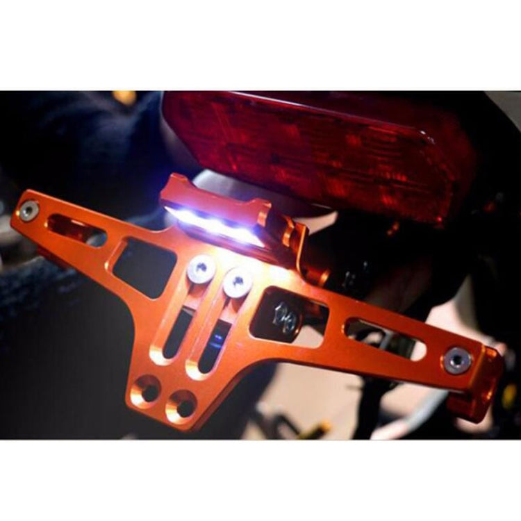 LPF013 Motorcycle Modification Accessories Universal Aircraft Shape Aluminum Alloy License Plate Bracket with LED Lights, Black with LED, Blue with LED, Red with LED