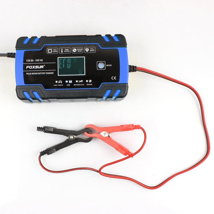 FOXSUR 12V-24V Car Motorcycle Truck Repair Battery Charger AGM Charger, US Plug (Blue), US Plug Blue