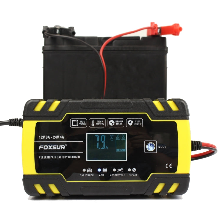 FOXSUR 12V-24V Car Motorcycle Truck Repair Battery Charger AGM Charger, EU Plug, UK Plug, US Plug, EU Plug