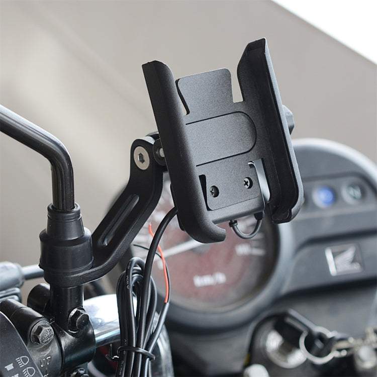 CS-856D1 Motorcycle Rotatable Chargeable Aluminum Alloy Mobile Phone Holder, Mirror Holder Version, Mirror Holder Version