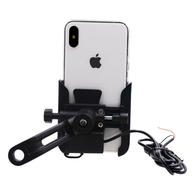 CS-856D1 Motorcycle Rotatable Chargeable Aluminum Alloy Mobile Phone Holder, Mirror Holder Version, Mirror Holder Version