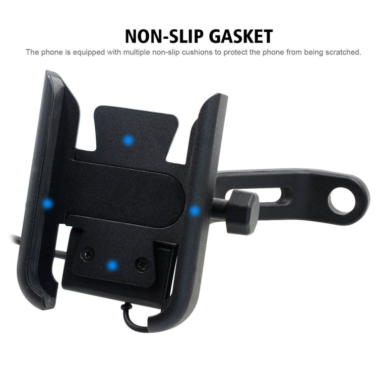 CS-856D1 Motorcycle Rotatable Chargeable Aluminum Alloy Mobile Phone Holder, Mirror Holder Version, Mirror Holder Version