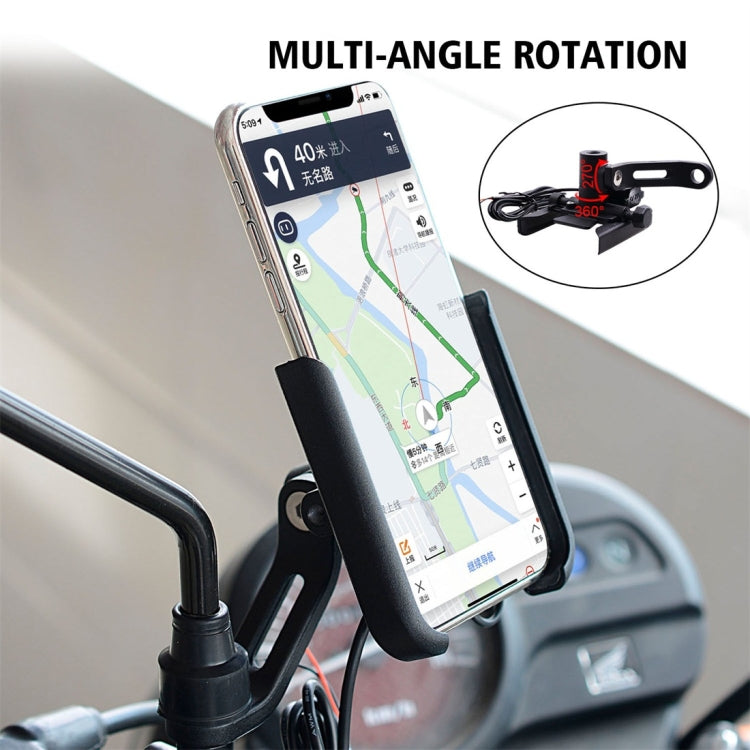 CS-856D1 Motorcycle Rotatable Chargeable Aluminum Alloy Mobile Phone Holder, Mirror Holder Version, Mirror Holder Version