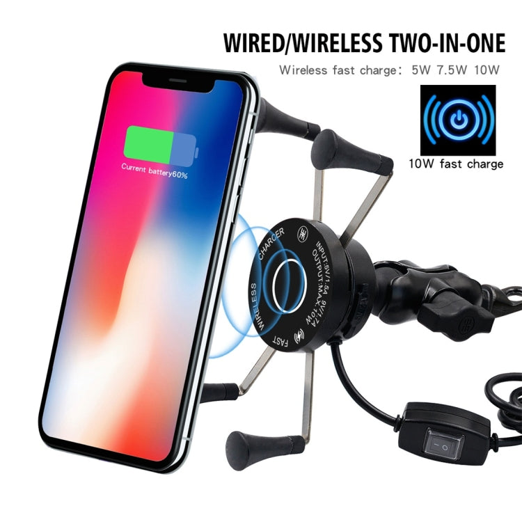 CS-878A1 Multi-function Motorcycle Wireless Wired Aluminum Alloy Mobile Phone Holder Charger, CS-878A1