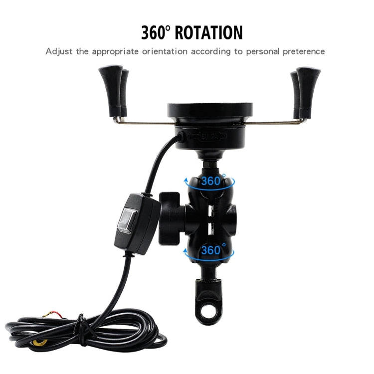 CS-878A1 Multi-function Motorcycle Wireless Wired Aluminum Alloy Mobile Phone Holder Charger, CS-878A1
