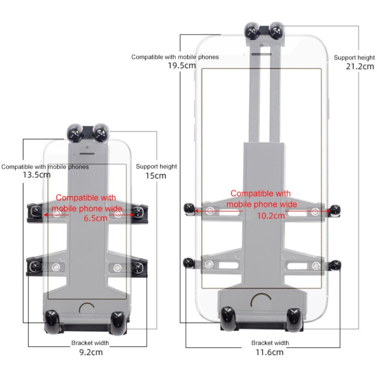 U-shaped Bolt Ball-Head Motorcycle Handlebar Multi-function Eight-jaw Aluminum Phone Navigation Holder Bracket, Width of Phone: 6.5-10.2cm  , U-shaped Bolt