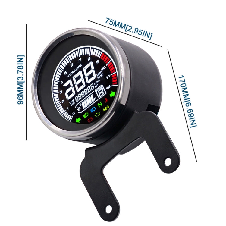 Universal Motorcycle Modified Multi-functional LED Digital Meter Indicator Light Tachometer Odometer Speedometer Oil Meter, LED Digital Meter