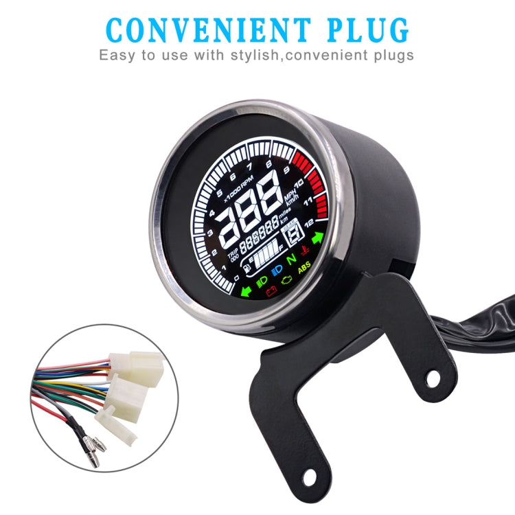Universal Motorcycle Modified Multi-functional LED Digital Meter Indicator Light Tachometer Odometer Speedometer Oil Meter, LED Digital Meter