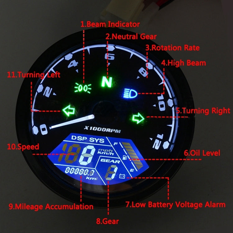 مجموعة أدوات عداد المسافات LCD المعدلة للدراجات النارية العالمية، عداد المسافات القديم