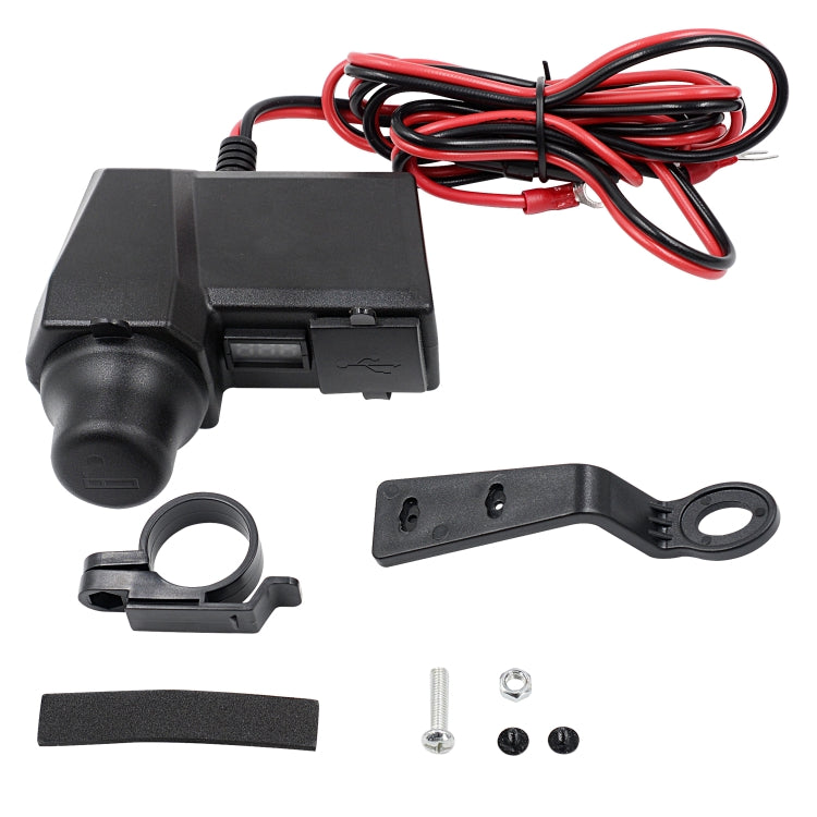 CS-1072B1 Motorcycle Dual USB Charger + Voltmeter with Cigarette Lighter & Cigarette Butts, CS-1072B1