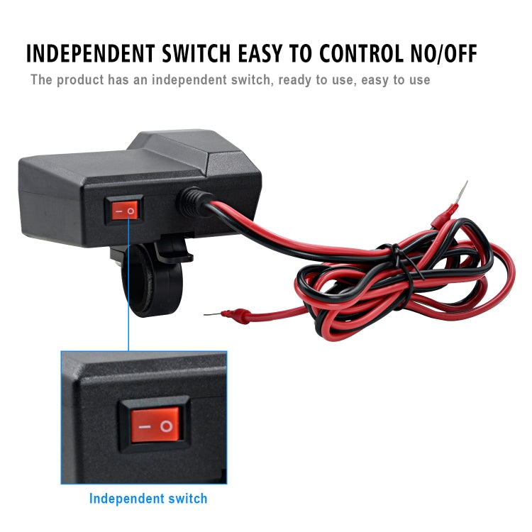 CS-1072B1 Motorcycle Dual USB Charger + Voltmeter with Cigarette Lighter & Cigarette Butts, CS-1072B1