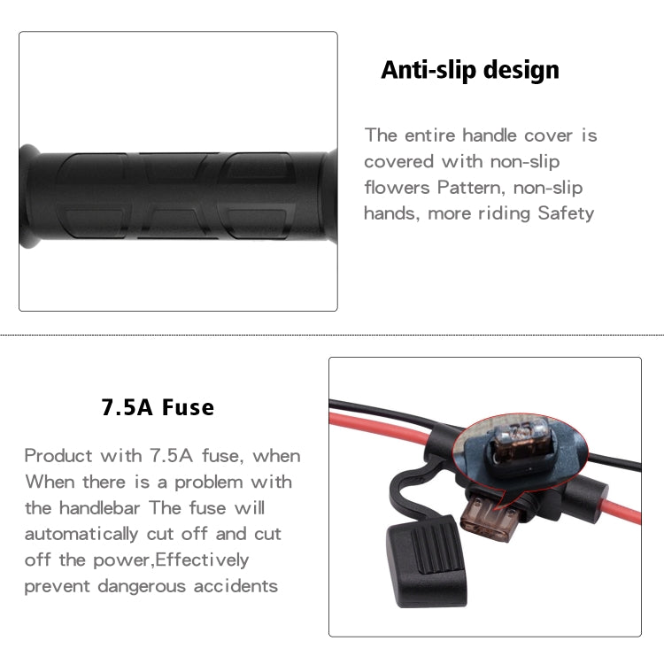 WUPP ZH-983C1 Motorcycle Modified Intelligent Electric Heating Hand Cover Heated Grip Handlebar with Three Gear Temperature Control, ZH-983C1