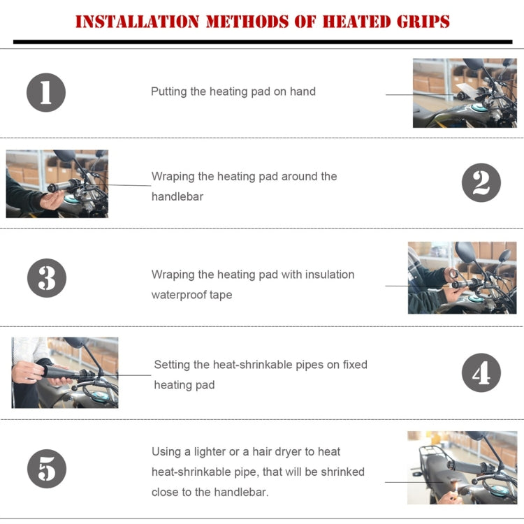 CS-043A1 Motorcycle Modified Electric Heating Hand Cover Heated Grip Handlebar, CS-043A1