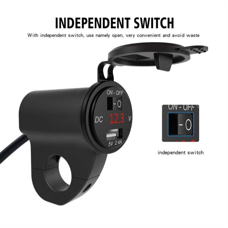 ZH-975A1 Motorcycle Aluminum Alloy Waterproof Mobile Phone Single USB Charger with Red Voltmeter, ZH-975B1, ZH-975A1