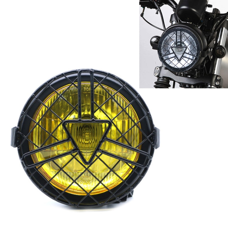 Motorcycle Arrowhead Reticular Retro Lamp LED Headlight Modification Accessories for CG125 / GN125, DM-DD-1995, DM-DD-1995 (Yellow)