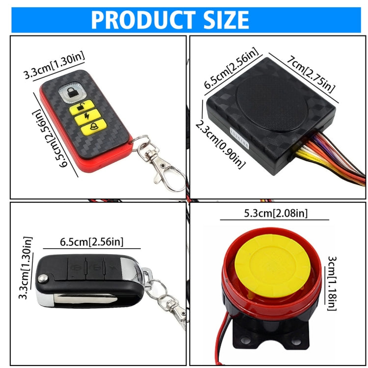 Motorcycle Smart Unidirectional Security Alarm System with Remote Control / Foldable Key, without Battery, Foldable Key