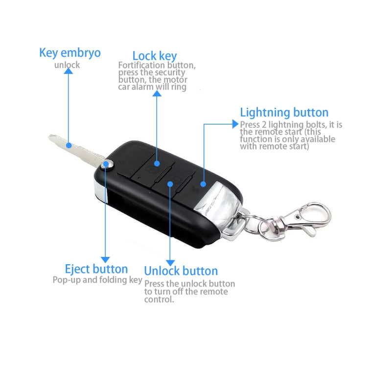 Motorcycle Smart Unidirectional Security Alarm System with Remote Control / Foldable Key, without Battery, Foldable Key
