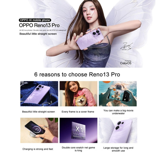 OPPO Reno13 Pro AI Phone, 12GB+256GB, Screen Fingerprint, 6.83 inch ColorOS 15.0 Dimensity 8350 Octa Core, NFC, OTG, Network: 5G