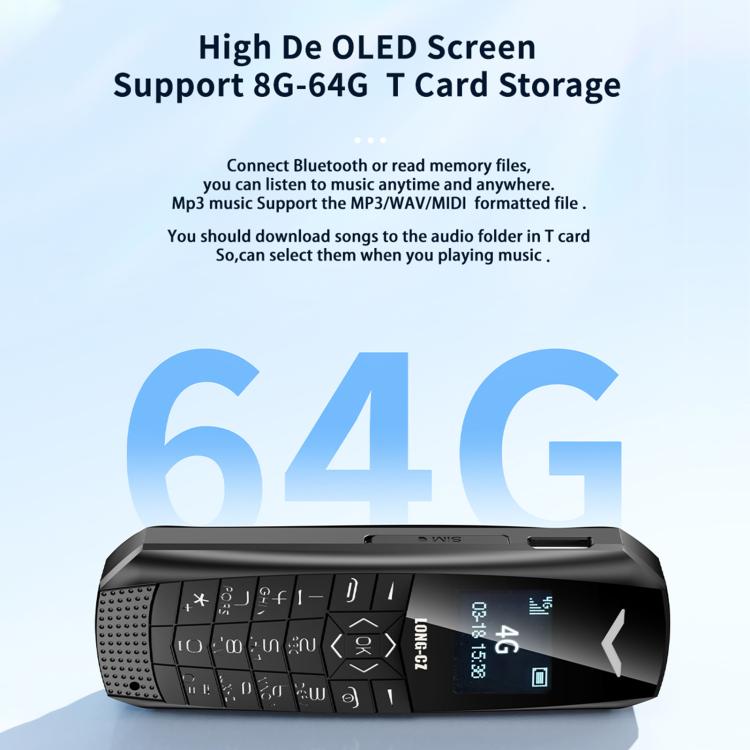 هاتف LONG-CZ S60 4G صغير، شاشة 1.77 بوصة Unisoc T107، مصباح LED، 21 مفتاحًا، شبكة 4G، شريحة SIM واحدة