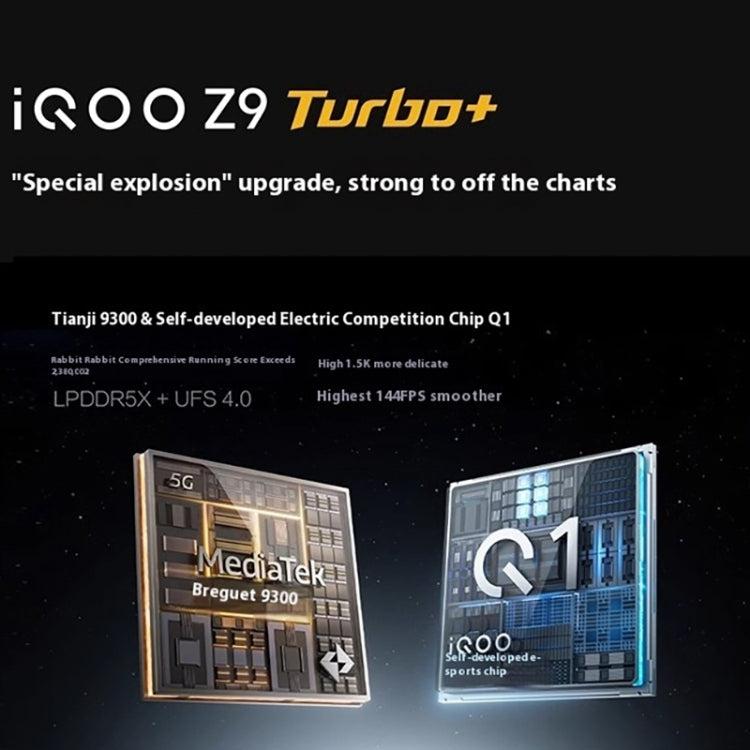 فيفو iQOO Z9 توربو+، 16 جيجابايت + 512 جيجابايت، 6.78 بوصة، أندرويد 14.0، أوريجين أو إس 4، دايمنسيتي 9300+ ثماني النواة 3.4 جيجاهرتز، OTG، NFC، شبكة: 5G، يدعم جوجل بلاي، 16 جيجابايت + 512 جيجابايت