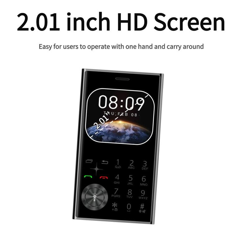 هاتف محمول V8 Card، 2.01 بوصة، MTK6261D، يدعم البلوتوث، FM، مصباح يدوي، GSM، ثنائي الشريحة
