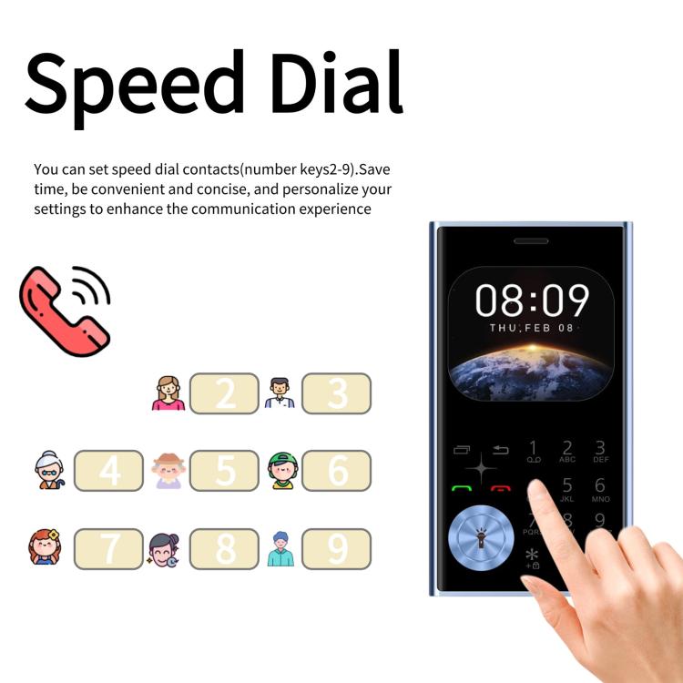 هاتف محمول V8 Card، 2.01 بوصة، MTK6261D، يدعم البلوتوث، FM، مصباح يدوي، GSM، ثنائي الشريحة