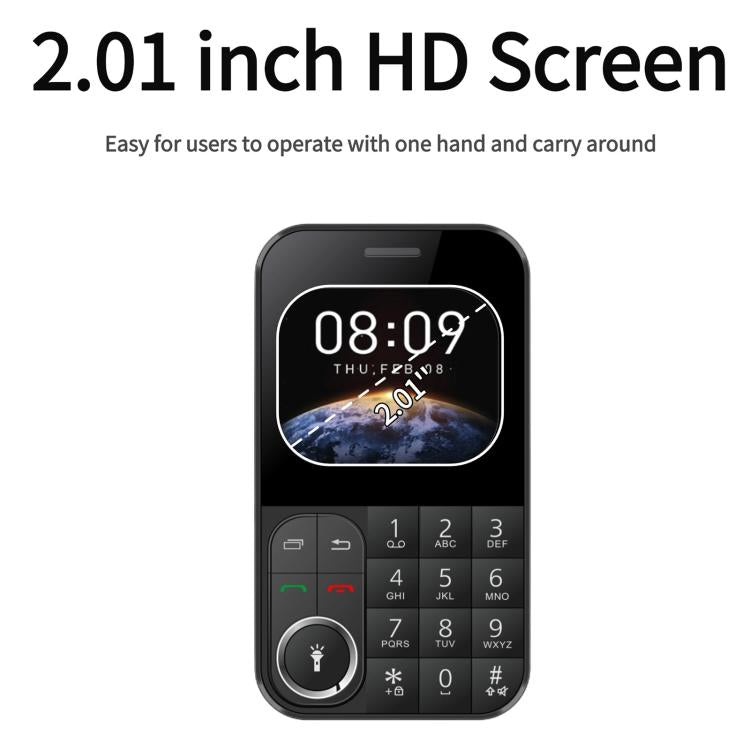 هاتف محمول V9 Card، 2.01 بوصة، MTK6261D، يدعم البلوتوث، FM، مصباح يدوي، GSM، ثنائي الشريحة
