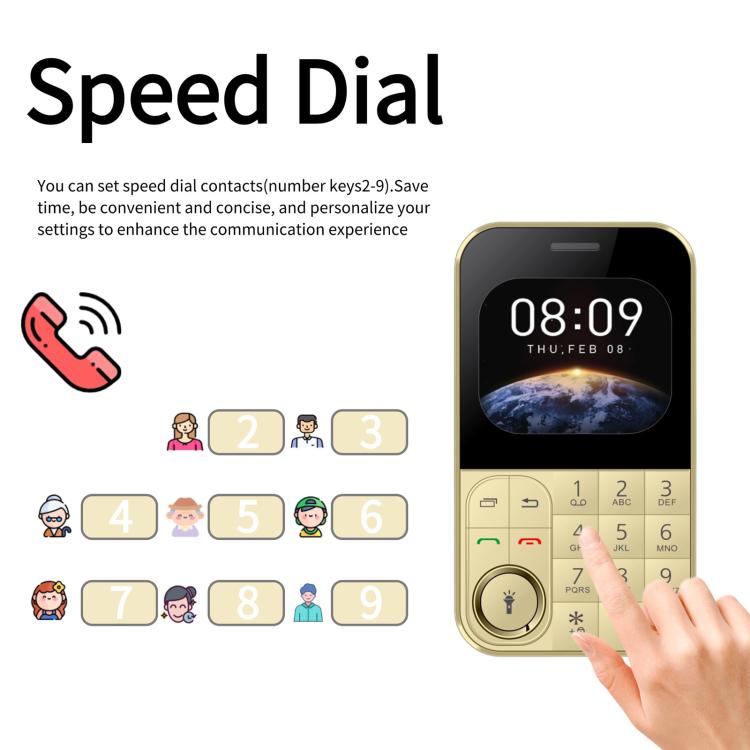 هاتف محمول V9 Card، 2.01 بوصة، MTK6261D، يدعم البلوتوث، FM، مصباح يدوي، GSM، ثنائي الشريحة