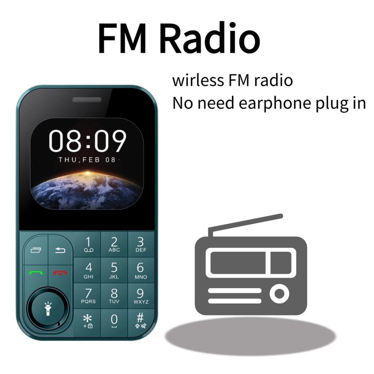 هاتف محمول V9 Card، 2.01 بوصة، MTK6261D، يدعم البلوتوث، FM، مصباح يدوي، GSM، ثنائي الشريحة