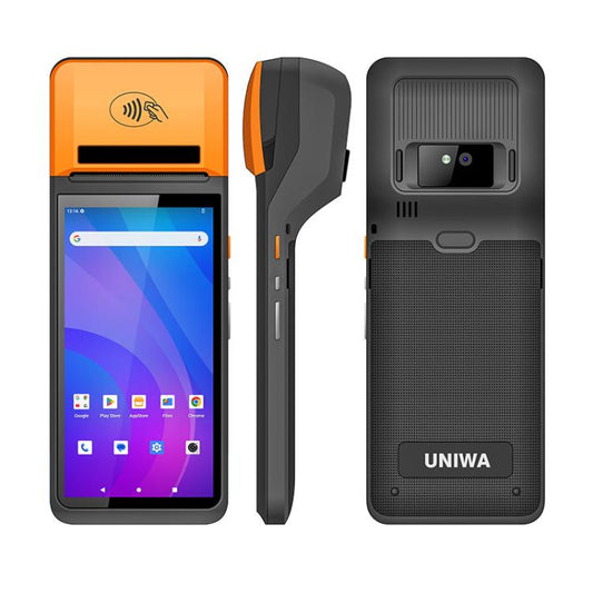 UNIWA V4P الإصدار القياسي، هاتف ذكي محمول باليد بشاشة 6 بوصات، يعمل بنظام NFC، يعمل بنظام Android 13، مع طابعة حرارية، وذاكرة وصول عشوائي (3 جيجابايت) وذاكرة داخلية (16 جيجابايت)، ومعالج Unisoc SC9863a ثماني النواة، وشبكة 4G، إصدار V4P القياسي