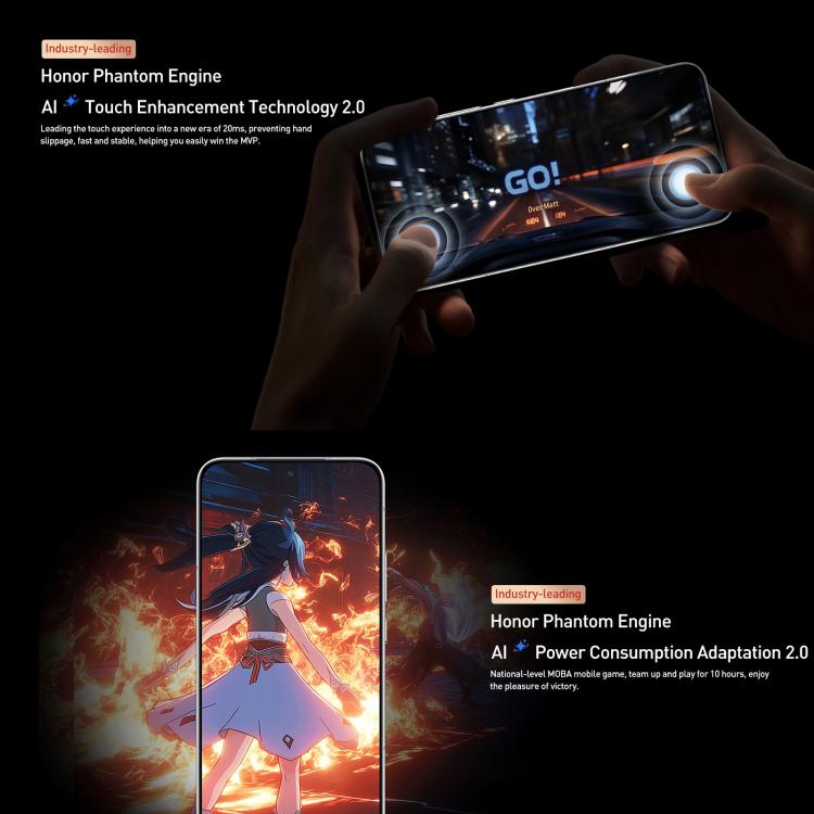 هاتف Honor GT Pro، 16 جيجابايت + 1 تيرابايت، مستشعر بصمة بالموجات فوق الصوتية، شاشة 6.78 بوصة، نظام التشغيل MagicOS 9.0 / أندرويد 15، معالج Snapdragon 8 Elite ثماني النواة، شبكة 5G، NFC، OTG، 16 جيجابايت + 1 تيرابايت