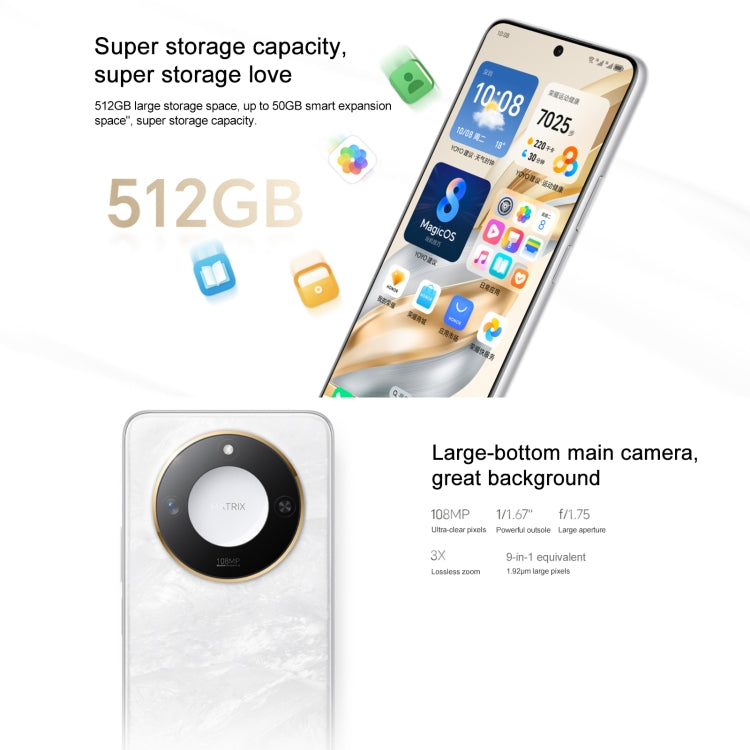 هاتف Honor X60، ذاكرة 8 جيجابايت + 128 جيجابايت، بصمة جانبية، شاشة 6.8 بوصة، نظام التشغيل MagicOS 8.0، معالج Dimensity 7025-Ultra Octa Core، شبكة 5G، OTG، لا يدعم جوجل بلاي، ذاكرة 8 جيجابايت + 128 جيجابايت