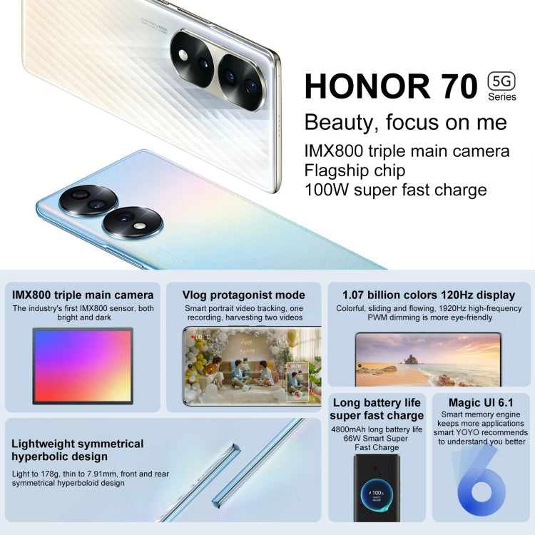 Triple Back Cameras, Screen Fingerprint Identification, 6.67 inch Magic UI 6.1 Qualcomm Snapdragon 778G Plus Octa Core up to 2.5GHz, Network: 5G, OTG, NFC, Not Support Google Play