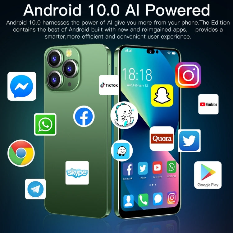 Face Identification, Android 10 MTK6737 Quad Core, Network: 4G, with 64GB TF Card, i14 Pro Max N86 4GB+32GB