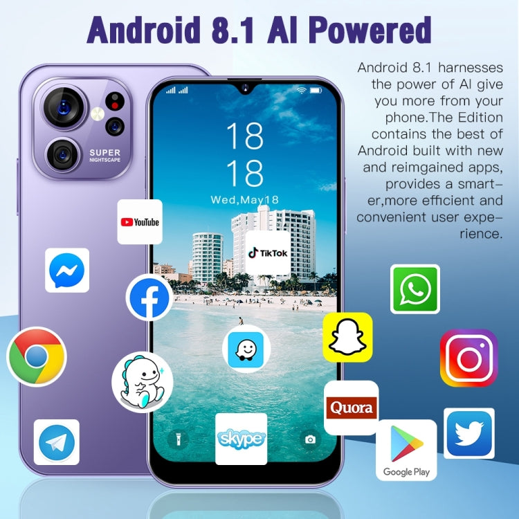 Face Identification, Android 8.1 MTK6737 Octa Core, Network: 4G, S23 Ultra E6 2GB+16GB