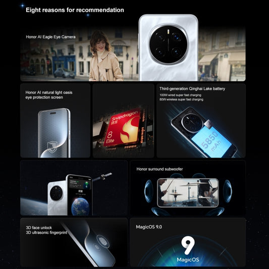 Honor Magic7 Pro, 12GB+256GB, Screen Fingerprint, 6.8 inch MagicOS 9.0 / Android 15 Snapdragon 8 Elite 3nm Octa Core, Network: 5G, NFC, OTG, Not Support Google Play, 12GB+256GB