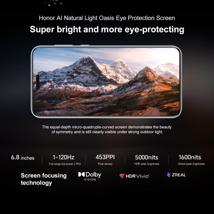 Honor Magic7 Pro، 12 جيجابايت + 256 جيجابايت، شاشة بصمة الإصبع، 6.8 بوصة MagicOS 9.0 / Android 15 Snapdragon 8 Elite 3nm ثماني النواة، الشبكة: 5G، NFC، OTG، لا يدعم Google Play، 12 جيجابايت + 256 جيجابايت