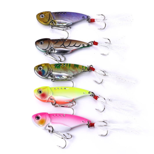 HENGJIA 5 PCS 5.5cm/11g Luya Metal VIB Fishing Lures Bait Bionic Kit with Plastic Box