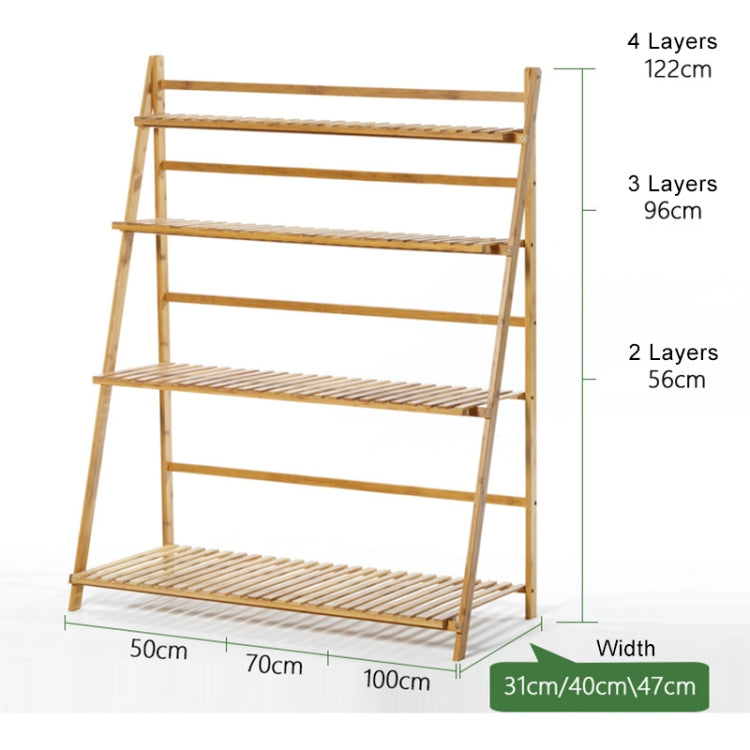 Bamboo 3-Tier Hanging Plant Stand Planter Shelves Flower Pot Storage Rack Folding Display Shelving Plants Shelf, Width: 100cm, 3-Tie Width: 100cm(White), 3-Tie Width: 100cm(Apricot)